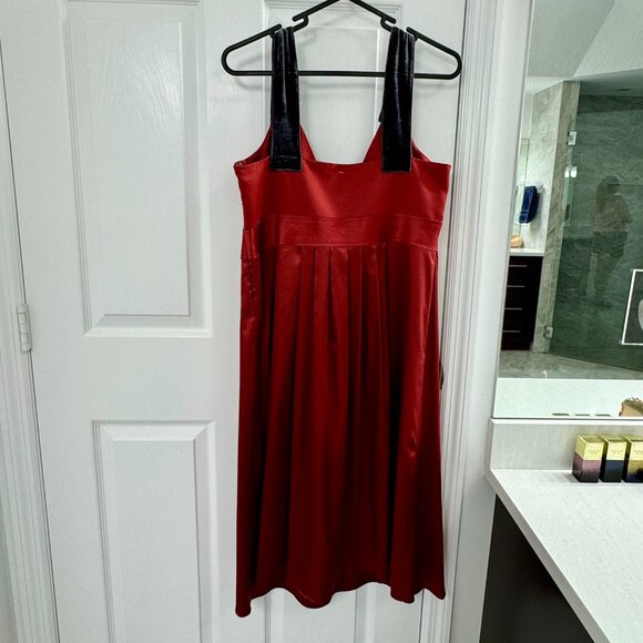 SIMPLY VERA VERA WANG NWT Rust Red Satin Velvet Cocktail Jeweled DRESS Size 12 - Picture 6 of 10